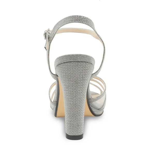 Benjamin Walk NWT Anya Silver Glitter Platform Heeled Sandal Size 7M - Picture 10 of 11